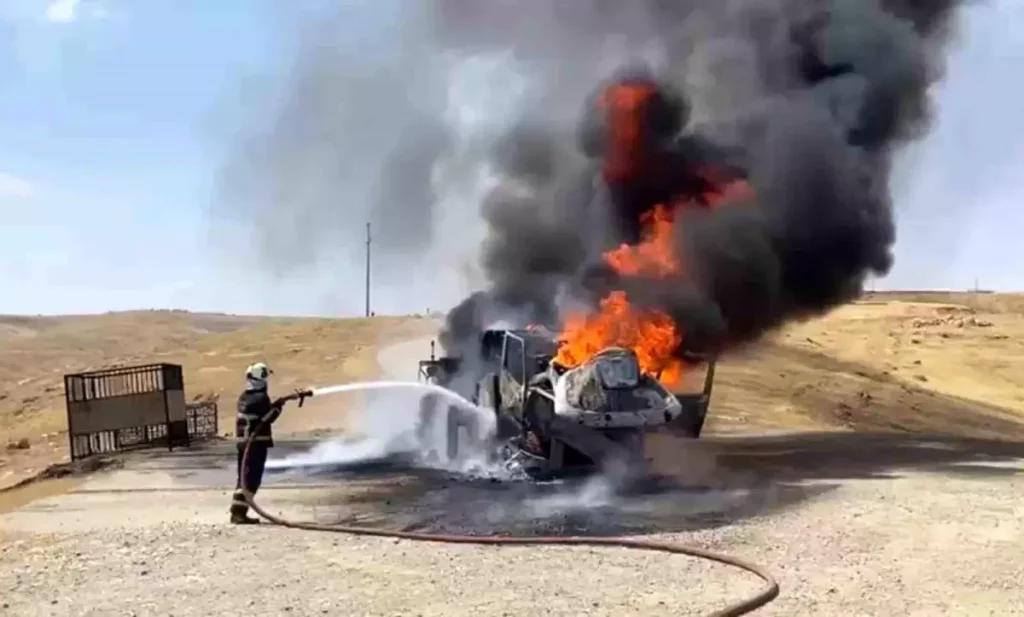 Batman’da Petrol Sahasında Yangın: Vinç Küle Döndü