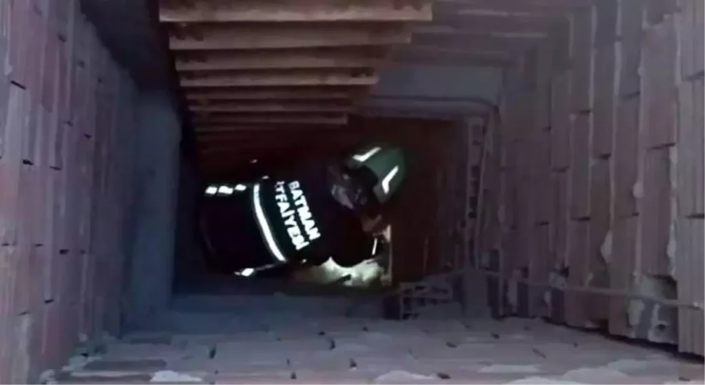 Batman’da Mahsur Kalan Kedi İtfaiye Ekipleri Tarafından Kurtarıldı